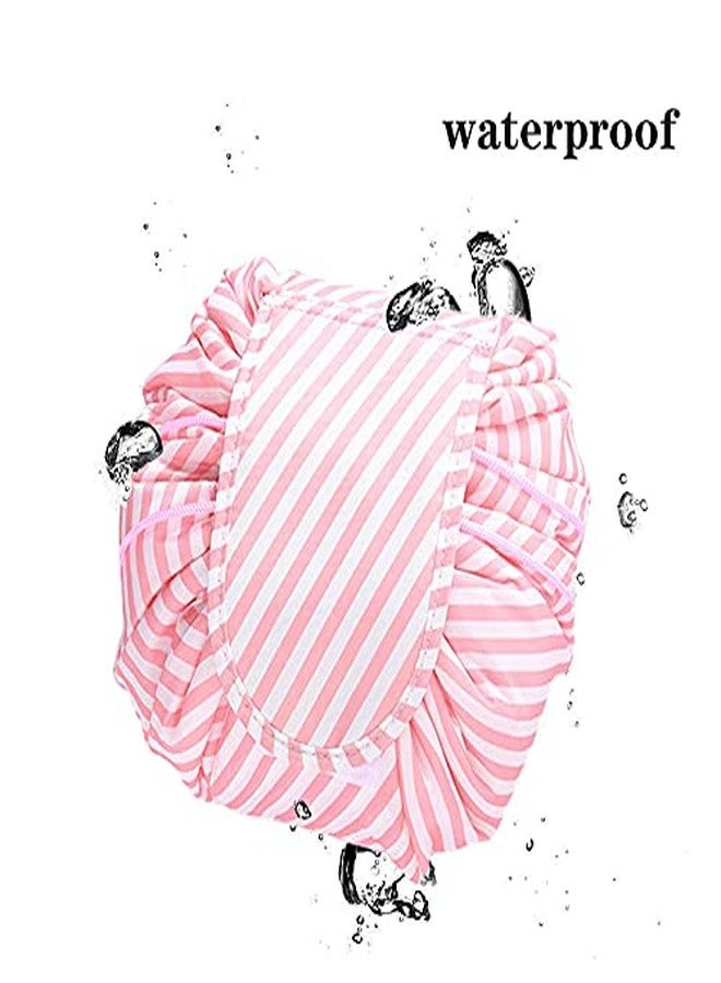 Luxula Multifunction Portable Lazy Cosmetic Waterproof Travel Pouch Toiletry Drawstring mackup Bag for Girl and Women (Pink) - Image 3
